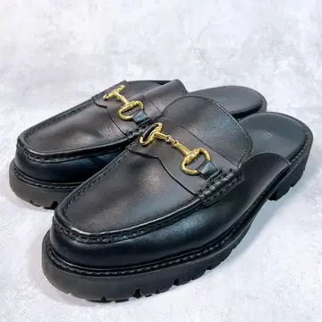 새상품급 [카미난도] 비트 로퍼 뮬 (7) 가죽 통굽 블랙