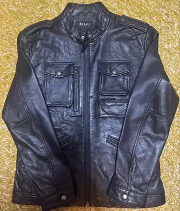 오타니 히카쿠 블랙 가죽 라이더 자켓