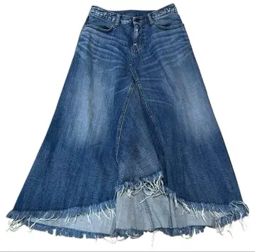 avirex 인디고 커팅 A라인 데님 스커트