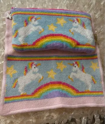 페일러 유니콘 디자인 손수건과 파우치 2세트 말