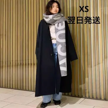 미사용 새상품 CABaN 울 개버딘 스탠드 카라 코트 블랙