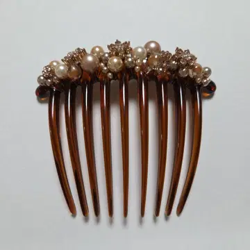 레인 클로드 프렌치 빗 헤어콤 브라운 갈색 핑크 펄