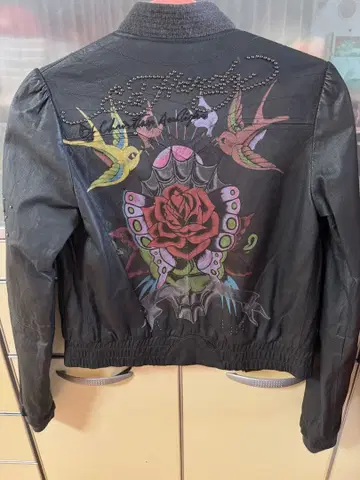 Ed Hardy 블랙 가죽 자켓 XS