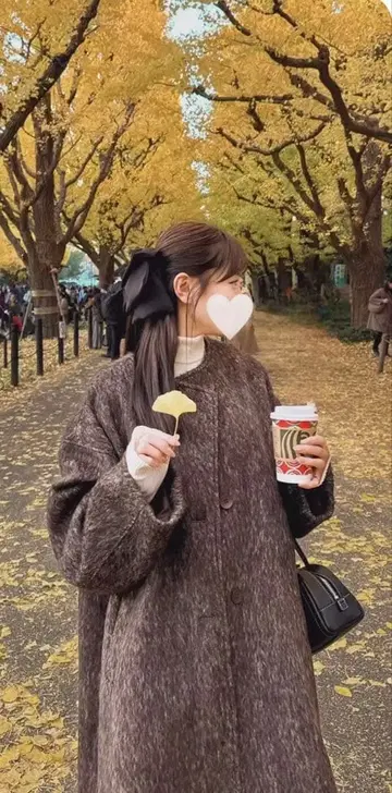 hinari 노카라 샤기 롱 코트