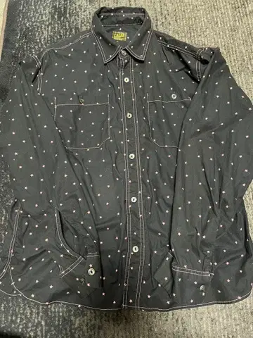 CALEE 블랙 별 패턴 긴팔 셔츠 XL