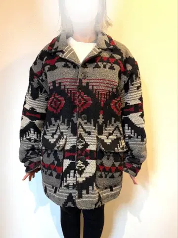 빈티지 기하학 패턴 오버 사이즈 자켓