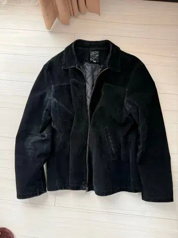 블랙 소가죽 집업 자켓 2XL