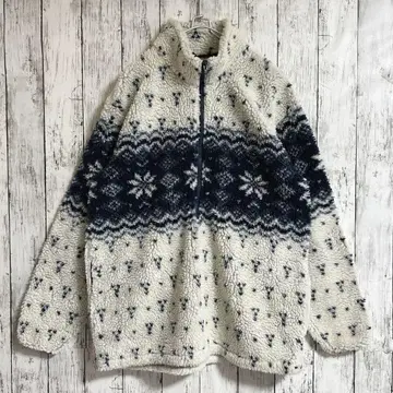 80s 엘엘빈 USA제 노르딕 무늬 플리스 자켓 3441