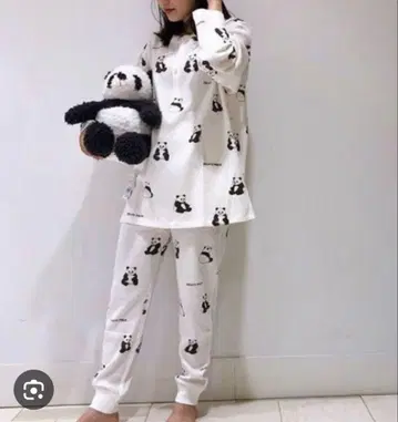팬더 무늬 리브 와플 소재 룸웨어 세트 제라피케