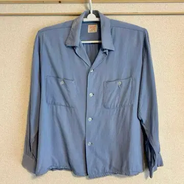 [ 50s ] 레이온 개버딘 box shirt 15 1/2 스카이블루