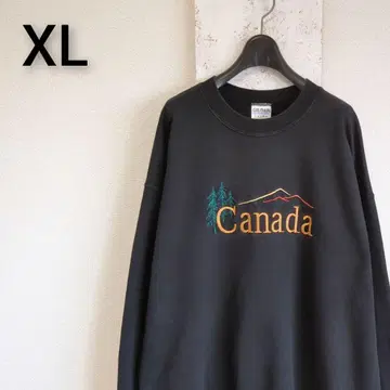 구제 GILDAN CANADA 맨투맨 블랙 모티브 로고 자수 XL