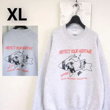 구제 의류 JERZEES 맨투맨 그레이 XL 낚시 사냥