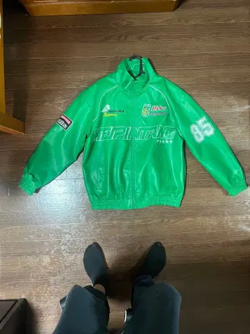 그린 집업 싱글 라이더 자켓