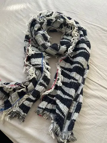 스트라이프 패턴 프린지 스톨
