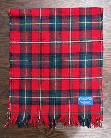 펜들턴 퓨어 버진 울 머플러 스톨 빨간색 타탄 체크