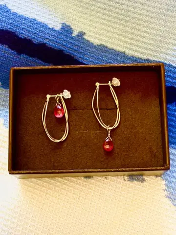 새상품급 아가 agete K10 귀걸이와 루비 참 세트