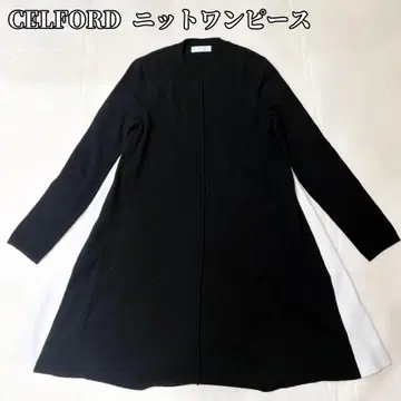 셀포드 워셔블 니트 긴팔 원피스 스트레치 플레어