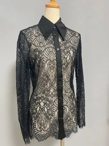 ZARA 블랙 레이스 긴팔 셔츠 XS