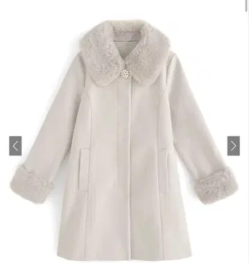 펄 브로치 포함 퍼 플레어 코트 [ze786] 그레일