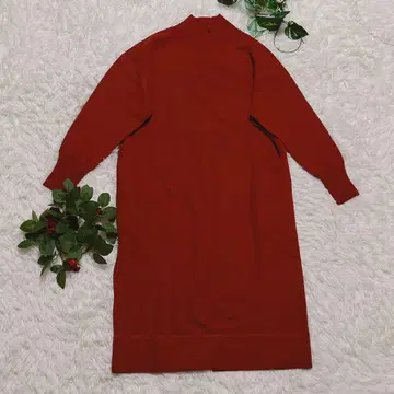 INED 니트 원피스 빨간색 레드 사이즈 9 하이넥