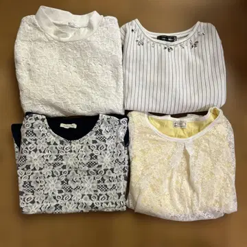 레이스 블라우스 4장 세트 반팔 긴팔