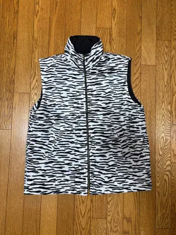 00s 리버서블 제브라 패턴 플리스 베스트 y2k