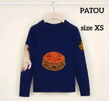 Patou 네이비 자수 니트