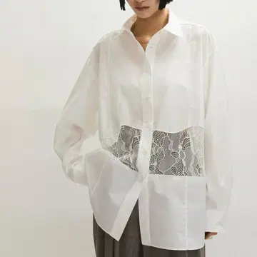 허리 레이스 셔츠