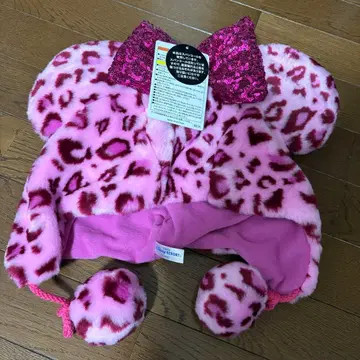 미니 마우스풍 핑크 레오파드 모자