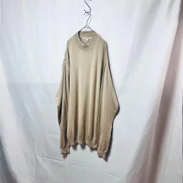 90s pronto uomo 모크넥 실크 니트 스웨터 베이지