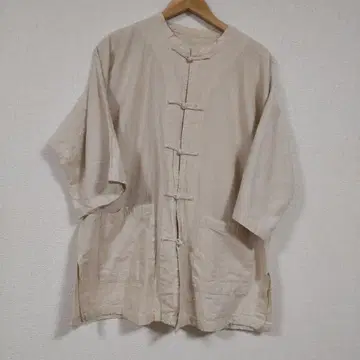 젠 선생님의 일상복 차이나 셔츠 얇은 원단 린넨 베이지 셔츠 프론트 오픈