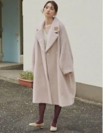 [새상품급] snidel 스나이델 샤기 코쿤 코트 베이지 사이즈 0