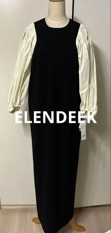 택 포함 새상품 ELENDEEK 바이컬러 빅 슬리브 원피스