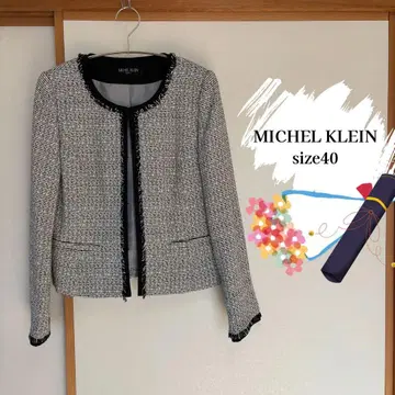 MICHEL KLEIN 트위드 노카라 자켓 size 40 졸업식