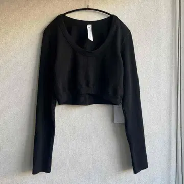 alo 블랙 크롭 기장 상의