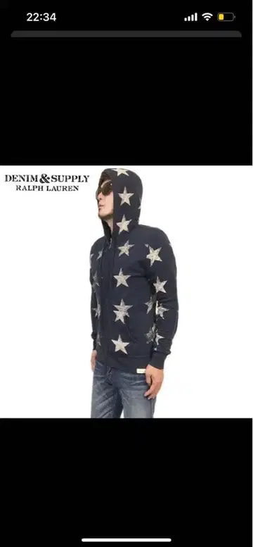 명작 데님&서플라이 랄프 로렌 프렌치 테리 스타 후드티