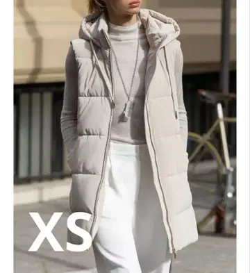 ZARA 후드 부착 롱 퀼팅 베스트