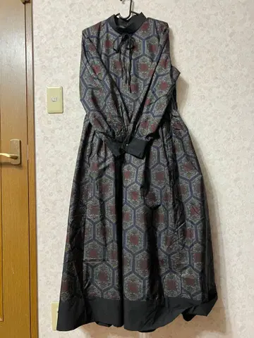 기모노 리메이크 원피스 오시마 명주 순수 실크 포켓 부착 벨트 부착