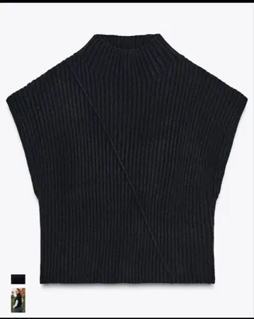 [ 미사용 ] ZARA 이번 시즌 네이비 리브 니트 베스트