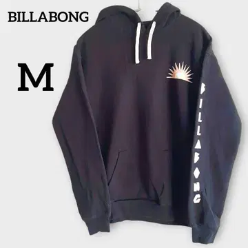 새상품급 BILLABONG 블랙 후드티 M 사이즈 백 프린트 소매 프린트
