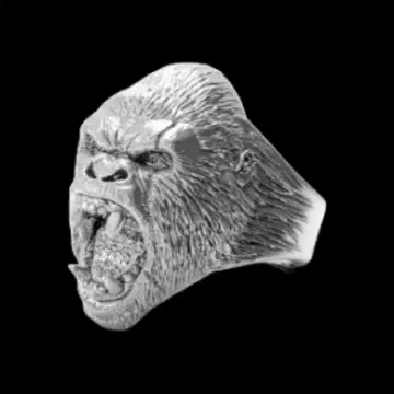 [ A025 ] 남성용 실버 액세서리 고릴라 반지 20호