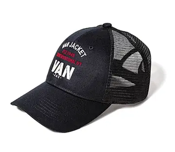 VAN 반자켓 로고 자수 메쉬 캡 프리 사이즈 블랙