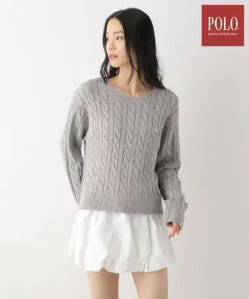 POLO 그레이 케이블 니트 긴팔