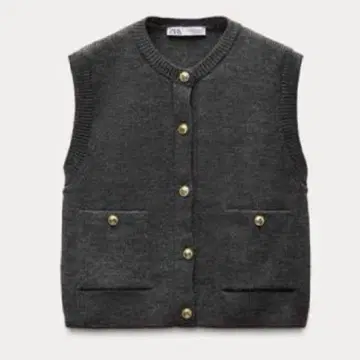ZARA 무지 니트 탑 베스트 S 그레이