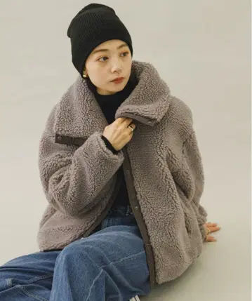 SonnyLabel 스탠드 칼라 리버서블 보아 블루종