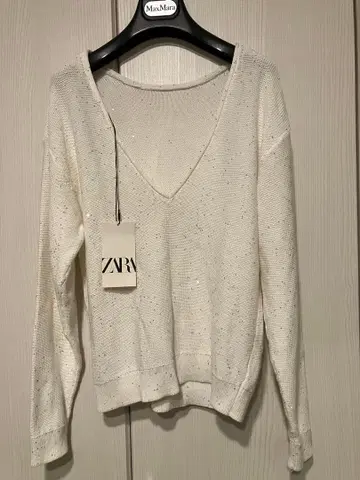 ZARA 스팽글 화이트 니트