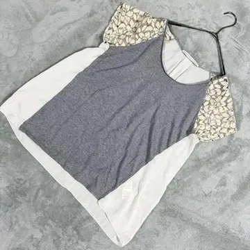 Spick and Span 레이스 절개 이소재 상의 그레이 일본제