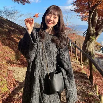 hinari 케이블 짜임 니트 원피스 차콜 그레이 택 포함 미개봉 새상품