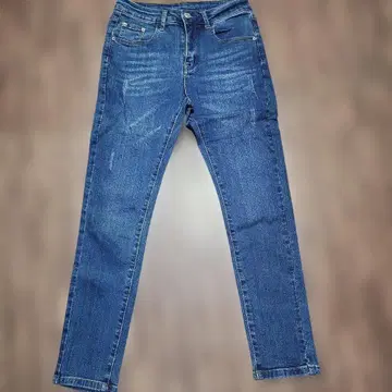 새상품 oVoVo 9부 스키니 데미지 데님 블루 29