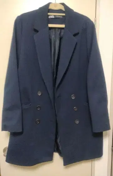 ZARA 네이비 더블 브레스트 롱 코트